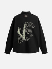 SEVDRUS Note Shirt – siyah, arka baskılı grafik ve arka üstteki küçük etiket görünümü