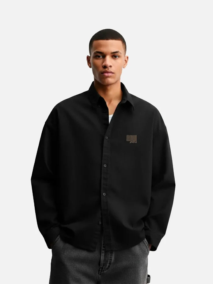 SEVDRUS Note Shirt - Black – Black, önden görünüm, göğüs üzerinde logo