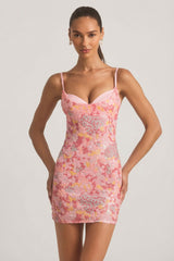 Embellished Camisole Bodycon Mini Dress in Pink