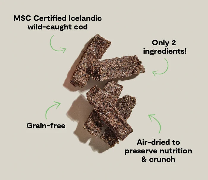 Open Farm Air Dried dog treats- Cod with Blueberries