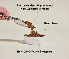 Venison dog food free of corn, wheat, and soy, formulated for allergies and sensitivities