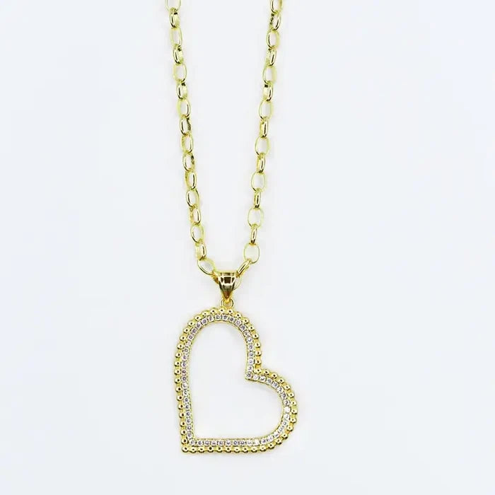 Open Heart Sparkle Pendant Necklace