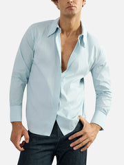 EX DE RUE Oversize Blue Shirt – mavi, önden görünüm