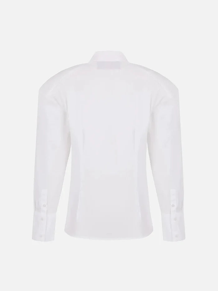 EX DE RUE Padded Pleated Classic Shirt – beyaz, arka görünüm