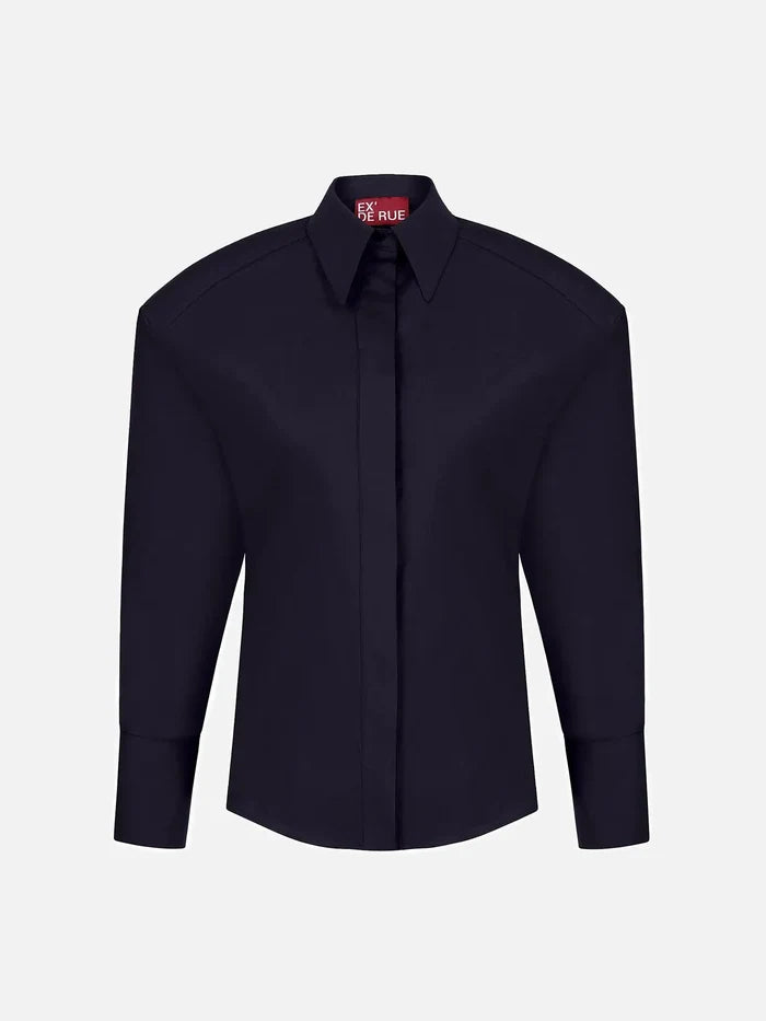EX DE RUE Padded Pleated Merlot Shirt – merlot, önden görünüm