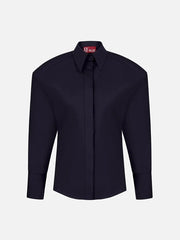 EX DE RUE Padded Pleated Merlot Shirt – merlot, önden görünüm