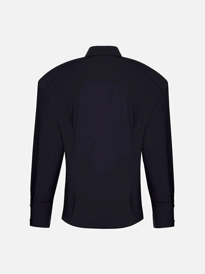 EX DE RUE Padded Pleated Merlot Shirt – Merlot, arkadan görünüm