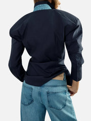 EX DE RUE Padded Pleated Merlot Shirt – merlot, arkadan görünüm