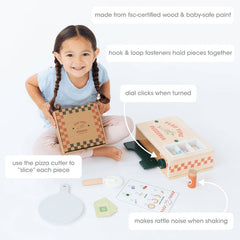 Pearhead Wooden Pizzeria Toy Set, 18-Piece Pizza Pretend Play Food