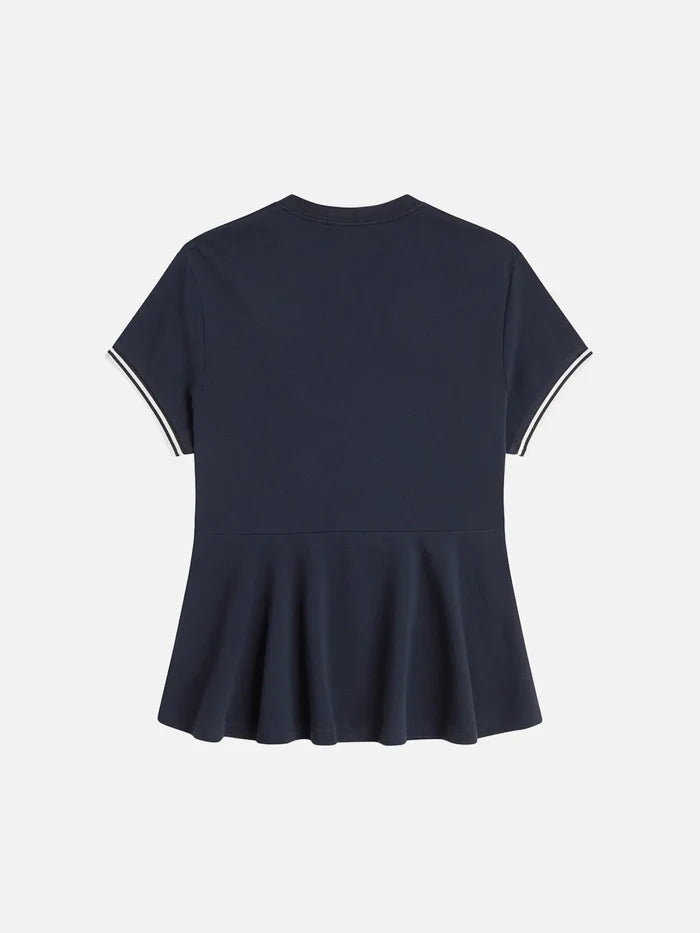 FRED PERRY Peplum Pique T-Shirt – Navy/White, arka görünüm
