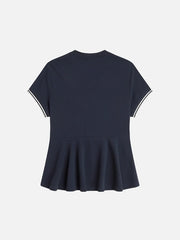FRED PERRY Peplum Pique T-Shirt – Navy/White, arka görünüm