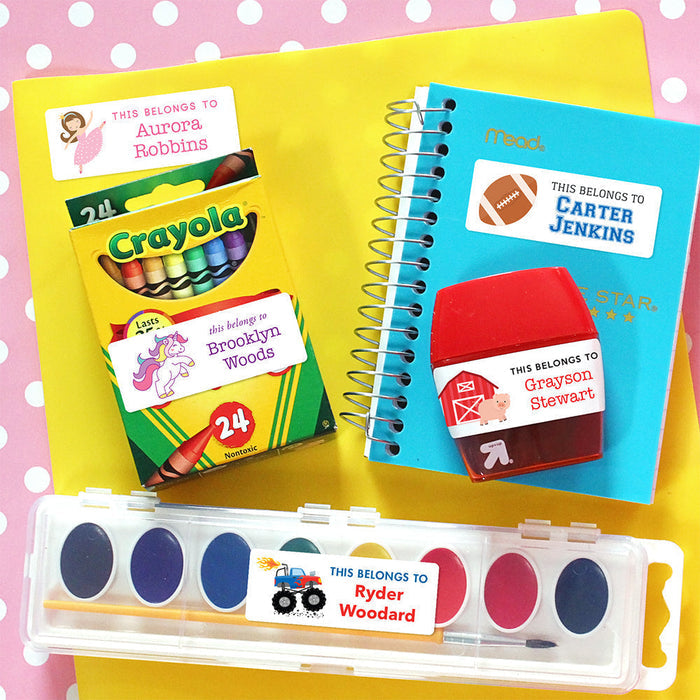 Pink Banner "This Belongs To" Labels