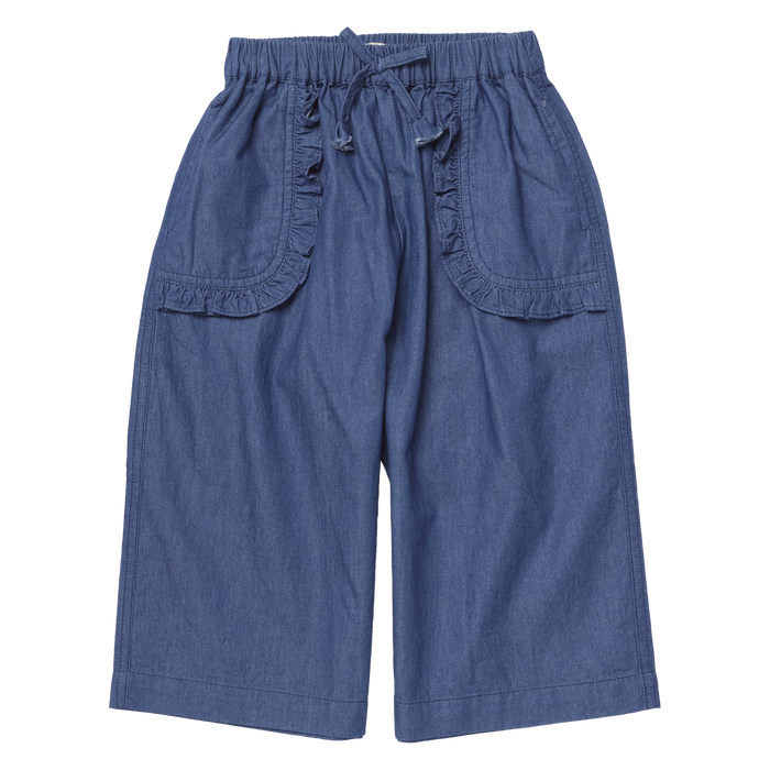 Pink Chicken Bailey Ruffle Pant in Chambray