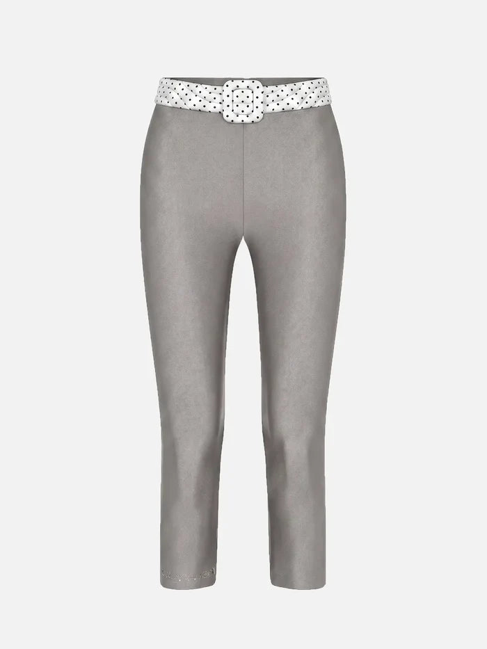 CULT FORM Polkadot Capri Tigths – Black/White, ön görünüm; belde polka dot kemer