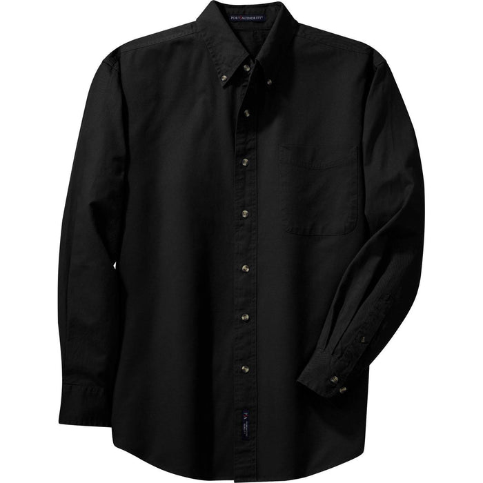 Port Authority Long Sleeve Twill Shirt-Regular-Port Authority-Black-S-Thread Logic