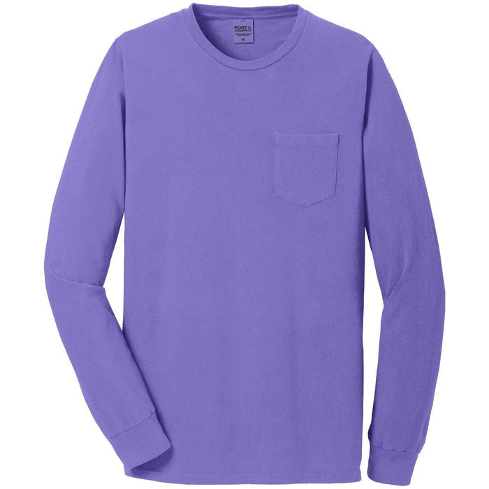 Port & Company Beach Wash Garment-Dyed Long Sleeve Pocket Tee