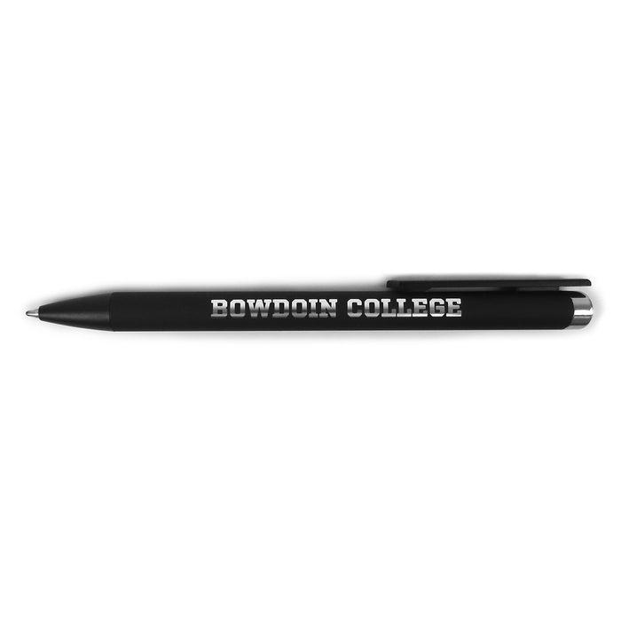 Black pen with silver Bowdoin College imprint.