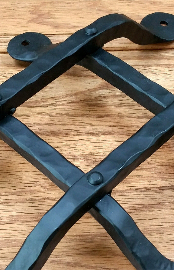 Premium Curled Tip Speakeasy Grille  - 10" x 12"  4 Bars, Black Powder Coat finish - Wild West Hardware