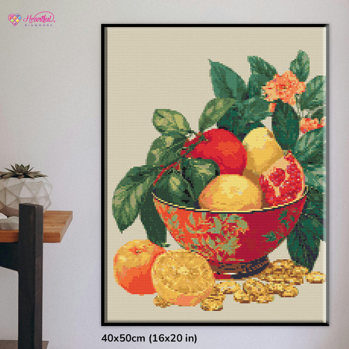 Prosperity Fruit Bowl Diamond Painting Kit-40x55cm (16x22 in)-Heartful Diamonds