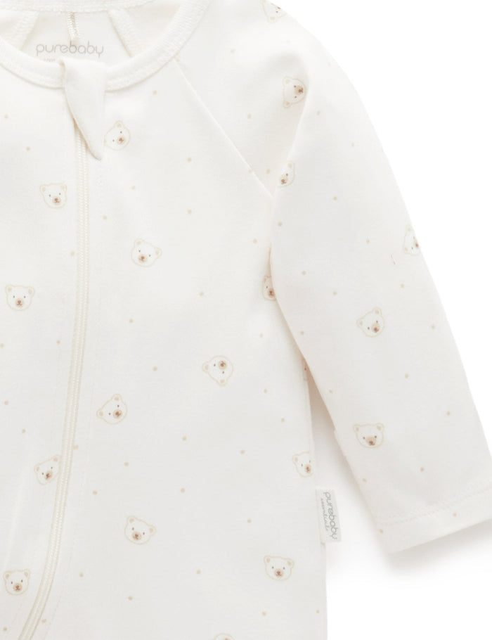 Purebaby Zip Footie in Bears