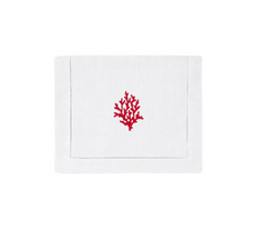 Red Coral Branch Cocktail Napkins, Set of 4