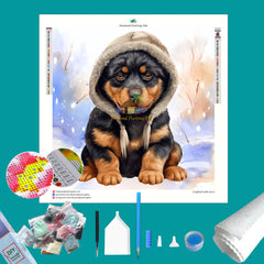 Rottweiler Winter Diamond Painting