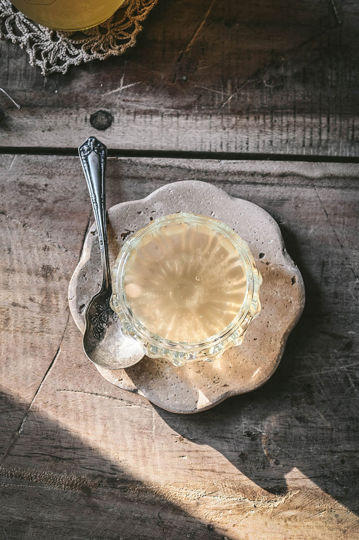 Round Travertine Petal Tray