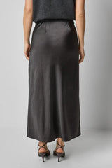 Satin Slit Front Skirt in Black - Madison's Niche