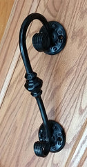 Scrolled Door Pull with decorative round base plates - Wild West Hardware