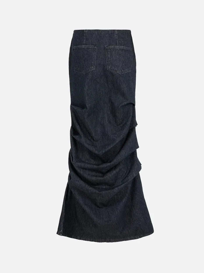 EX DE RUE Sculpt Skirt III – lacivert, arka görünüm