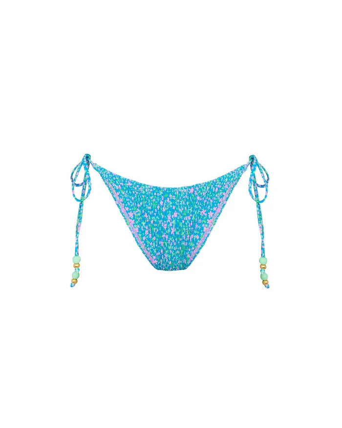 Shirred Dipped Cheeky Tie Bikini Bottom | Ocean Kisses