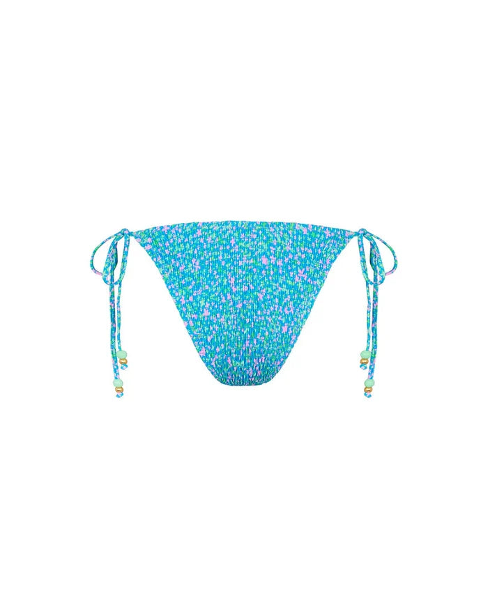 Shirred Dipped Cheeky Tie Bikini Bottom | Ocean Kisses