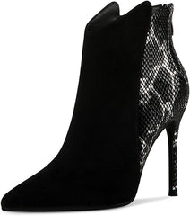Shoedazzle Black and White Snake Embossed Lizebeth Boot