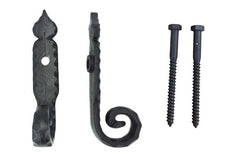 Shutter Dogs Tiebacks - Rat Tail with Lag, 6-1/4 Inch, Black Powder Coat