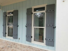 Shutter Dogs Tiebacks - Stainless Steel Scroll with Lag - 6-3/4 Inch - Black Textured Powder Coat