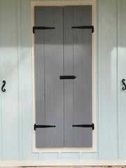Shutter Dogs Tiebacks - Stainless Steel Scroll with Lag - 6-3/4 Inch - Black Textured Powder Coat