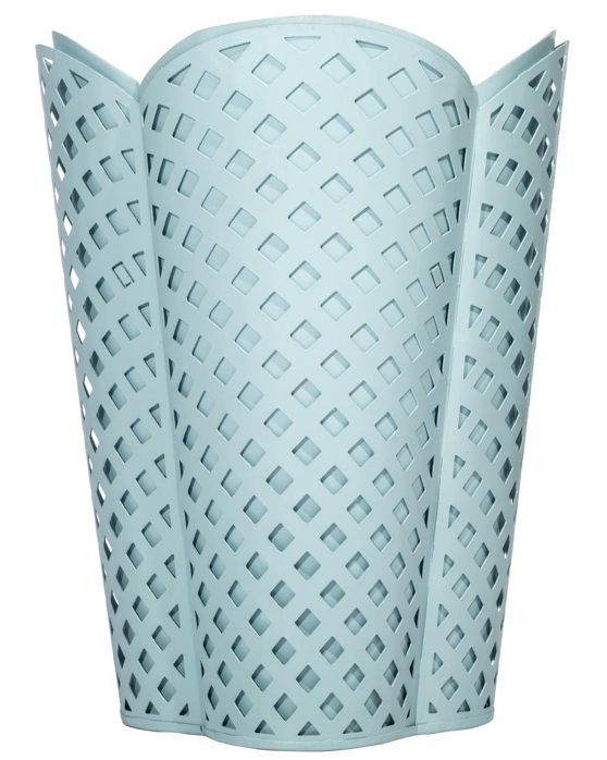 Slate Blue Lattice Tissue Holder or Wastepaper Basket by The Enchanted Home