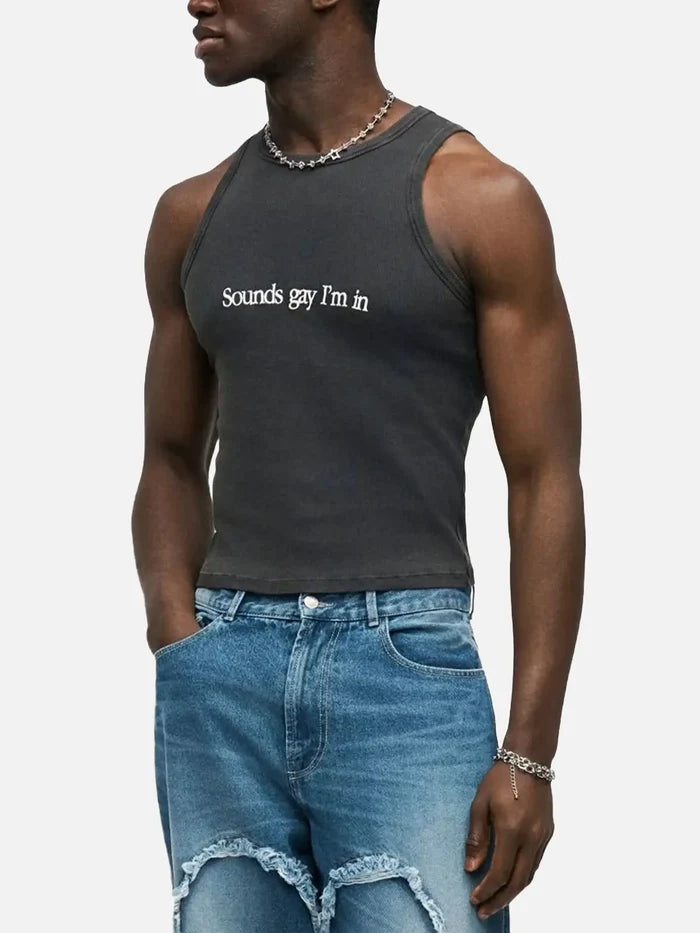 CARNE BOLLENTE Sounds Gay Im Sleeveless - Off Black - Kategorize edilmemiş ATLET