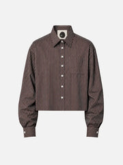 SHOPI GO Sumida Boxy Shirt - Dark Brown & White - Kategorize edilmemiş GÖMLEK