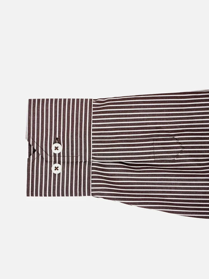 SHOPI GO Sumida Boxy Shirt - Dark Brown & White - Kategorize edilmemiş GÖMLEK
