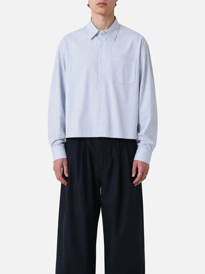 shopi go Sumida Boxy Shirt – Light Blue & White, ön görünüm