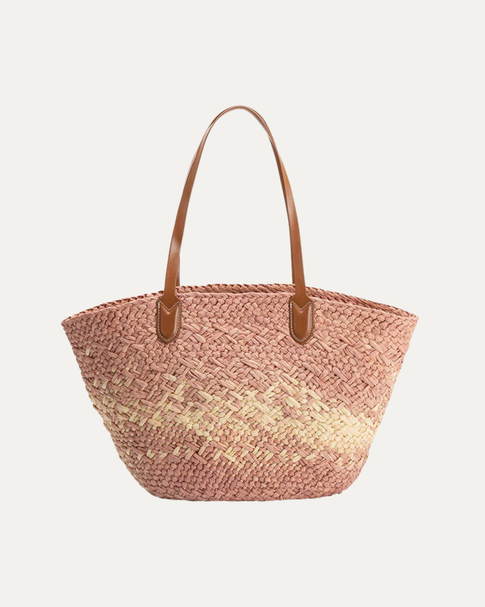 Sunset Blush Straw Tote Bag