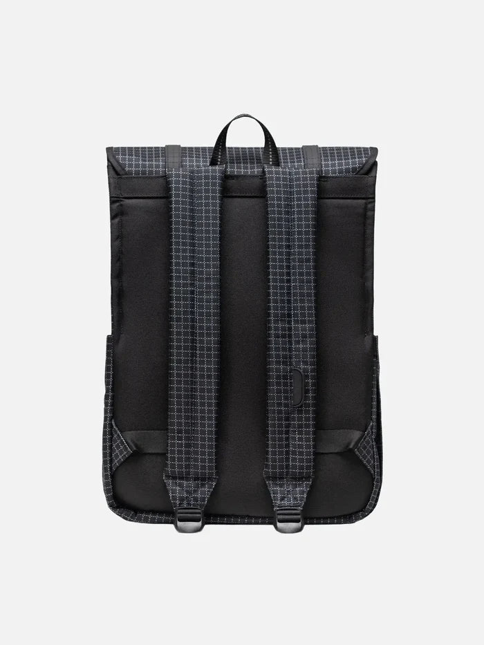 HERSCHEL Survey - Grid Black/Black – arka görünüm, iki omuz askısı ve üst taşıma kulpu