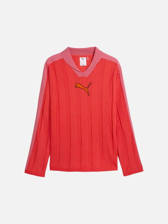 PUMA T7 Longsleeve Polo "Red Glamour" - Polos T-SHIRT