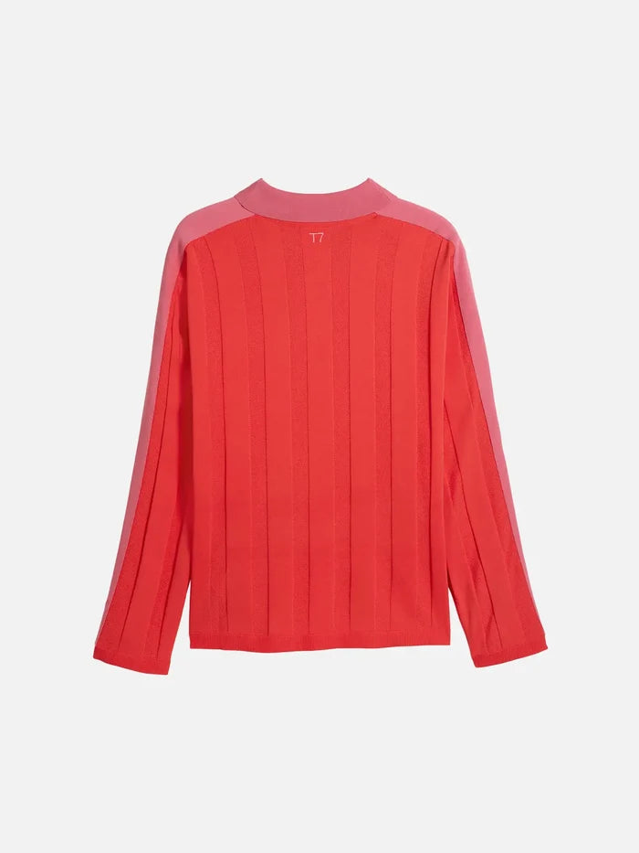 PUMA T7 Longsleeve Polo "Red Glamour" - Polos T-SHIRT