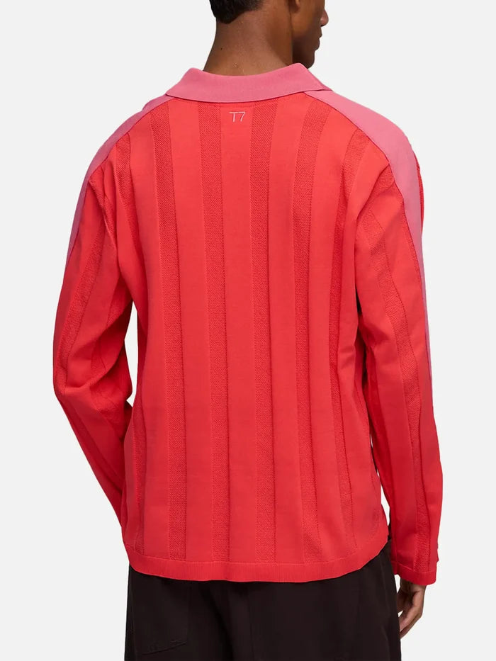 PUMA T7 Longsleeve Polo "Red Glamour" - Polos T-SHIRT