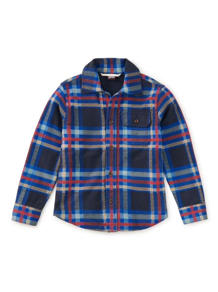 Tea Collection French Terry Shacket in Windsor Hearth Plaid
