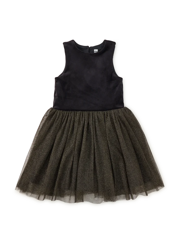 Tea Collection Velour and Tulle Ballet Dress in Jet Black