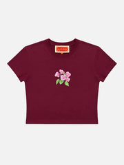 SOON TO BE ANNOUNCED Terrace Baby Tee - Burgundy - T-SHIRT