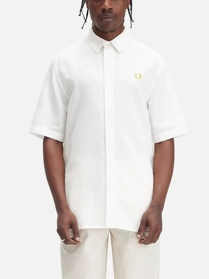 FRED PERRY Textured Seersucker Shirt - White - Shirts GÖMLEK
